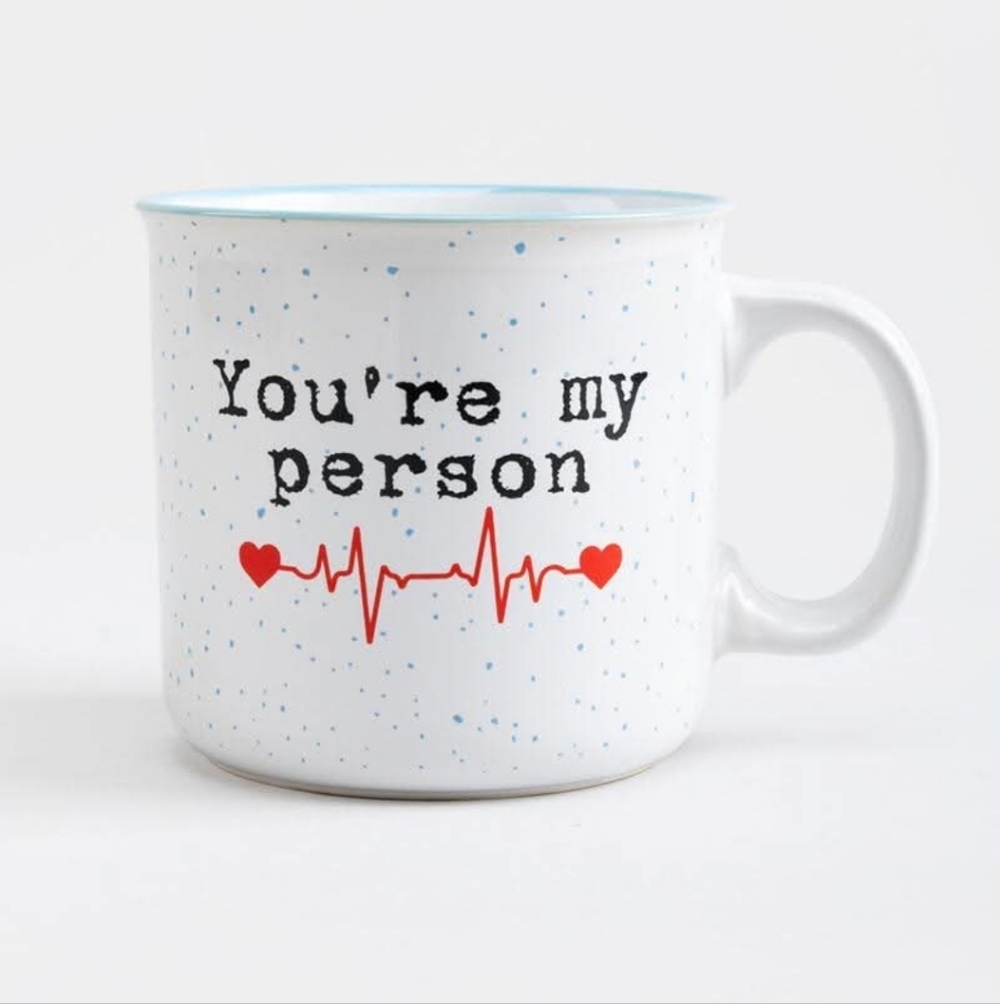 Grey's Anatomy You're My Person White Speckled Mug 20 Oz ABC Studios Fandom